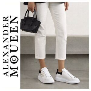 Alexander McQueen White Leather Black Suede Trim Chunky Sneakers